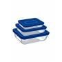 Pyrex 3 Rectangular Roasting Dishes With Lid