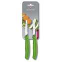 VICTORINOX PARING KNIVES SET OF 2 PIECES POINTED TIP GREEN COLOR