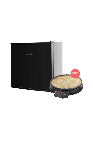 Russell Hobbs Black Table Top Fridge + Free Russell Hobbs Crepe Maker