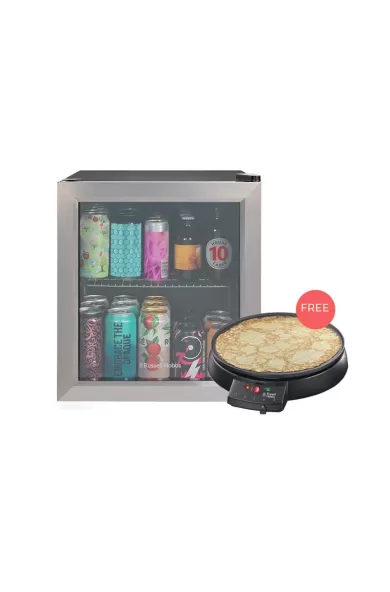Russell Hobbs Stainless Steel Glass Door Wine Cooler + Free Russell Hobbs Crepe Maker