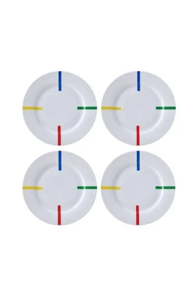 Benetton Set 4Pcs Dinner Plate Porcelain Rainbow