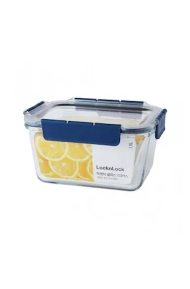 LocknLock Topclass Square Leak Proof Heat Resistant Glass Container - 1.5l