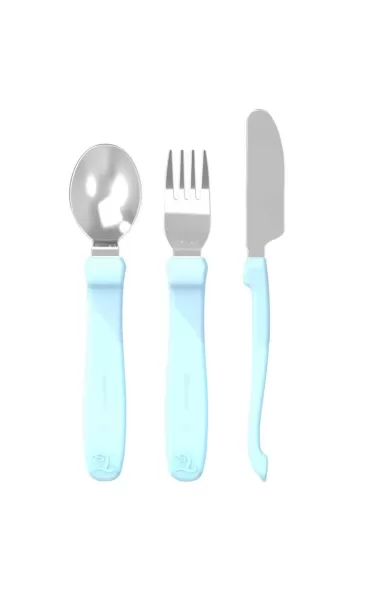 Twistshake Learn Cutlery Stainless Steel - Pastel Blue