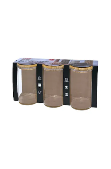 Testa Food Canister With Bamboo Lid 1000ML Set of 3 