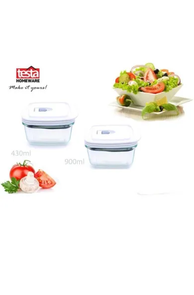 TESTA square glass food container set of 2 pcs