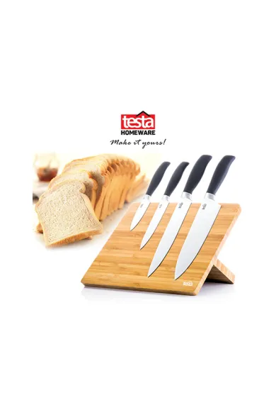 TESTA Knife Holder Stand Bamboo block with magnet inside