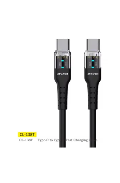 Awei Smart Fast Charging Cable For Type-C 100Cm CL-138T - Black 