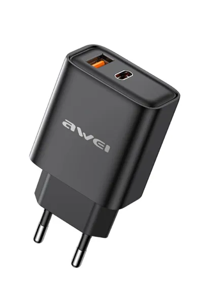 Awei Power Adapter Dual Output Fast Charging - Black