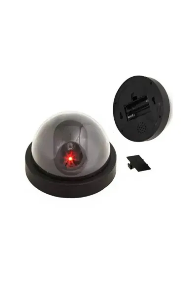 Conqueror Fake Security Surveillance Camera Dummy Dome Shaped Camera for Indoor & Outdoor with Red LED Light 