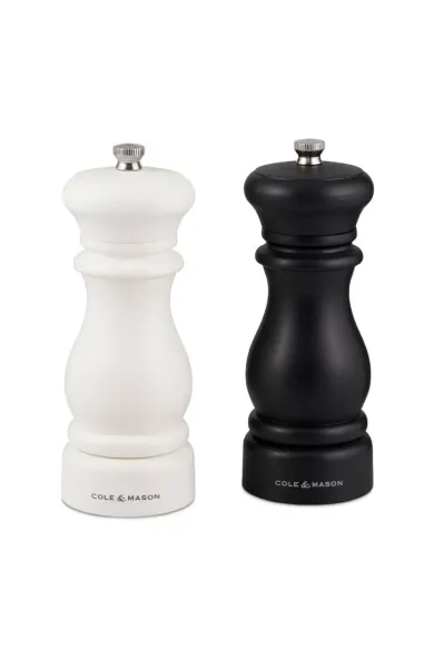 Cole & Mason Southwold Black & White Salt and Pepper Mill Set - 165mm