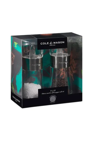 Cole & Mason Acrylic Flip 180 Chrome Salt and Pepper Mill Set - 154mm