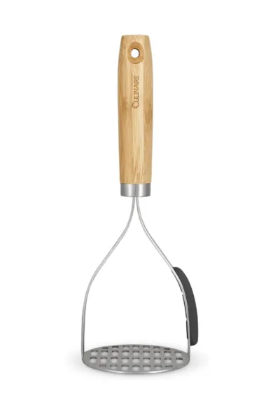 Culinare Naturals Sustainable Bamboo/Stainless Steel Potato Masher with Scraper 