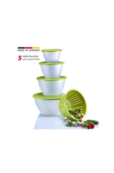 Westmark Bowl Set 4 bowls with lids + 1 strainer 9 pieces - Green