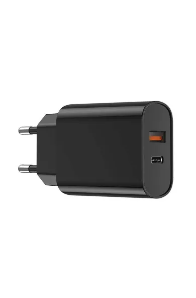WIWU Quick Series 20W+18W PD+QC Fast Charging Adapter EU Cable USB-A to Type-C - Black