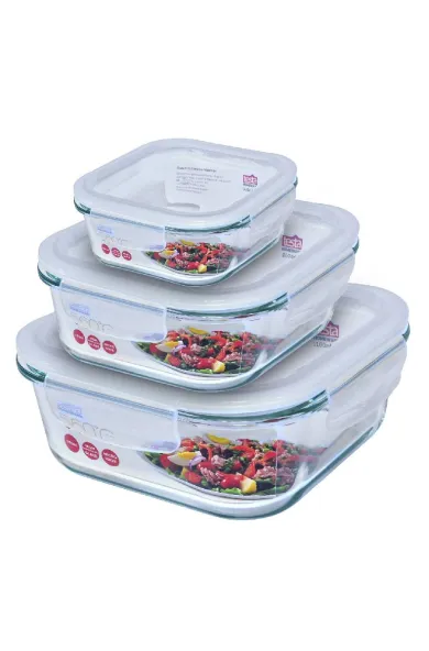 Testa Borosilicate Glass SQUARE Food Container Set