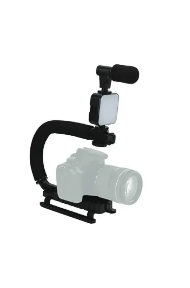 Conqueror Professional Bluetooth Vlogging Microphone with Anti-Shake Bracket and LED Light