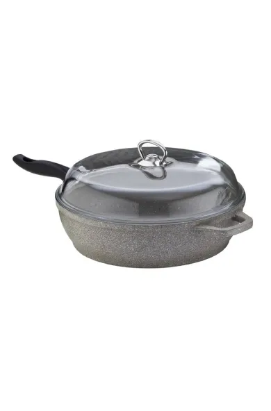 Falez 28cm Deep Frying Pan with Lid - Granite Grey