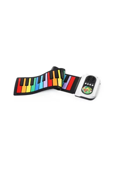 Flexible Roll Up Keyboard Piano Portable Foldable Silicone Piano 37 Key with Speaker Black