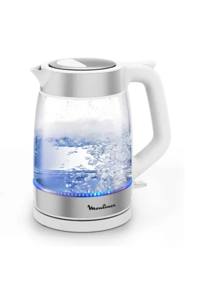 Moulinex Glass Electric Kettle Graduations 1.7L Capacity Easy to Clean - White