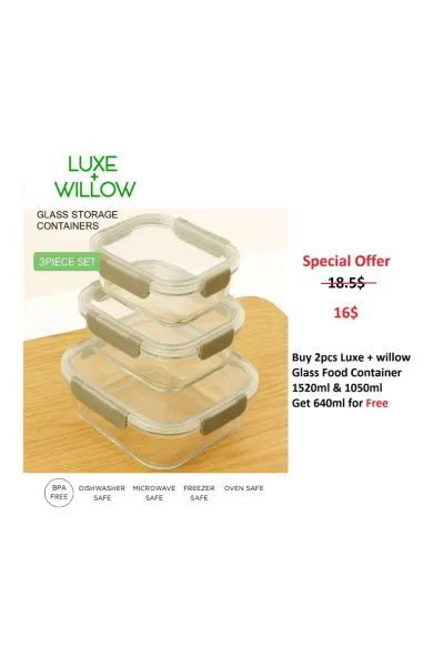 Testa Rectangle Luxe + willow Food Container 3pcs Set