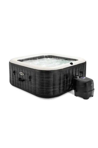 INTEX 4-PERSON GREYSTONE DELUXE SQUARE BUBBLE SPA SET