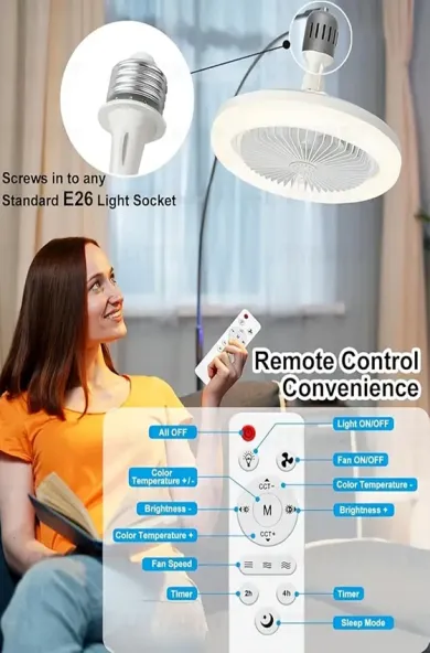 White LED Dimmable Smart Fan Light 