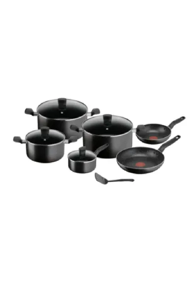 TEFAL Dark Stone 11 pc set stewpots 22/24/28 cm, saucepan 16 cm, frypans 20/28 cm, slotted spatula