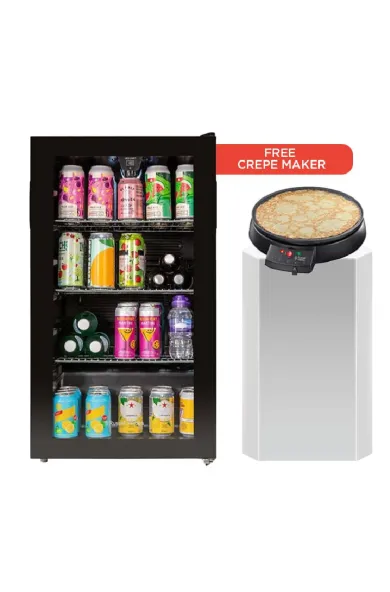 Russell Hobbs Freestanding Bottles Cooler Fridge, Black + Free Russell Hobbs Crepe Maker