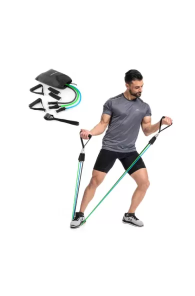 InnovaGoods Set Of Resistance Bands With Accessories And Exercise Guide Tribainer (Pack Of 3)