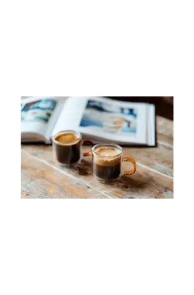 Vialli SET OF 2 DOUBLE WALL ESPRESSO GLASSES Amber -  80ML 
