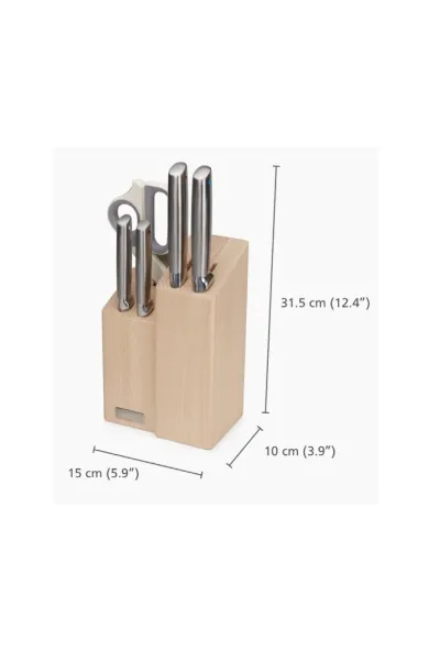 Joseph Joseph Elevate Fusion 5-piece Knife & Scissor Set with Beechwood Block