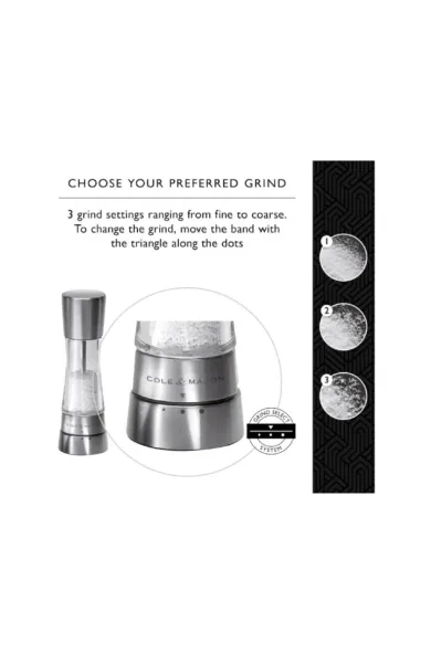 Cole & Mason Derwent Salt and Pepper Mills Stainless Steel/Acrylic - 190 mm