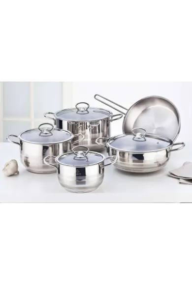 Falez Beta 9‑Piece Stainless Steel Cookware Set 