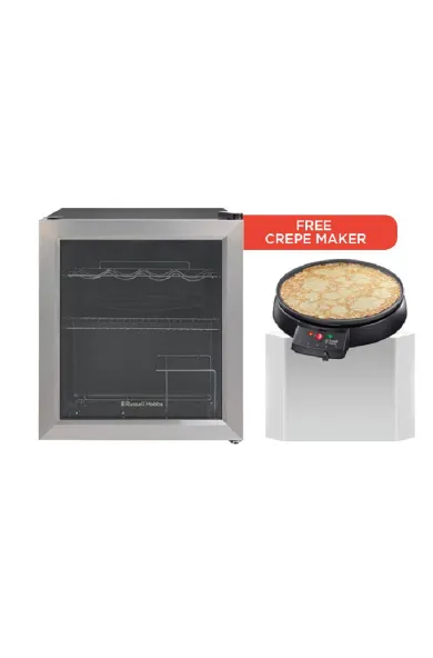 Russell Hobbs Stainless Steel Glass Door Wine Cooler + Free Russell Hobbs Crepe Maker