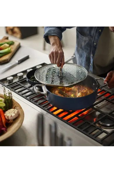 Joseph Joseph Space Folding Handle Ceramic Non-stick 28cm Blue Shallow Casserole Pan & Lid