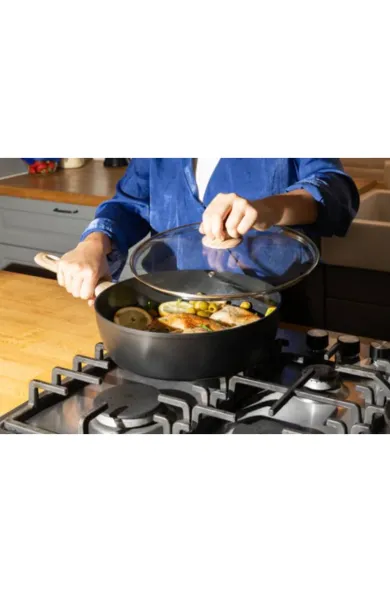 PYREX Cook & Care Deep Frypan with Lid 28 cm CR28DF6