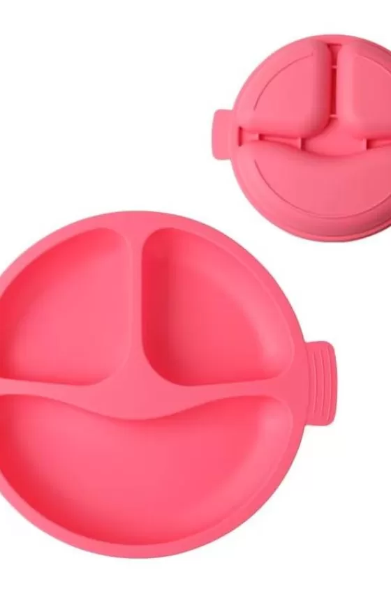 Silicone Suction Divided Plate For Babies & Toddlers - Warm Pink