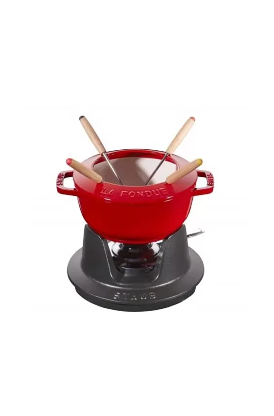 Staub Cast Iron Fondue Set Cherry - 18cm
