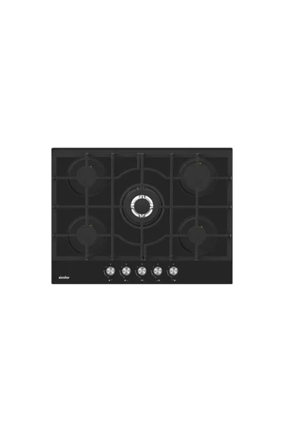 Simfer Built-in Glass Gas Hob Cast Iron Grid with Safety - 70cm