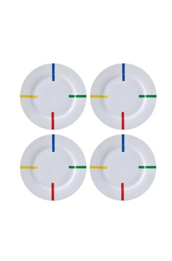 Benetton Set 4Pcs Dinner Plate Porcelain Rainbow