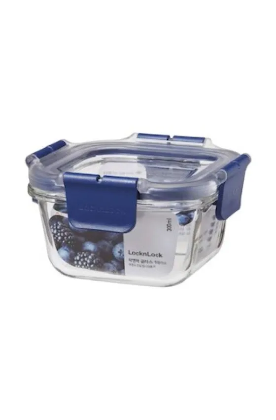 LocknLock Topclass Square Leak Proof Heat Resistant Glass Container - 300ml