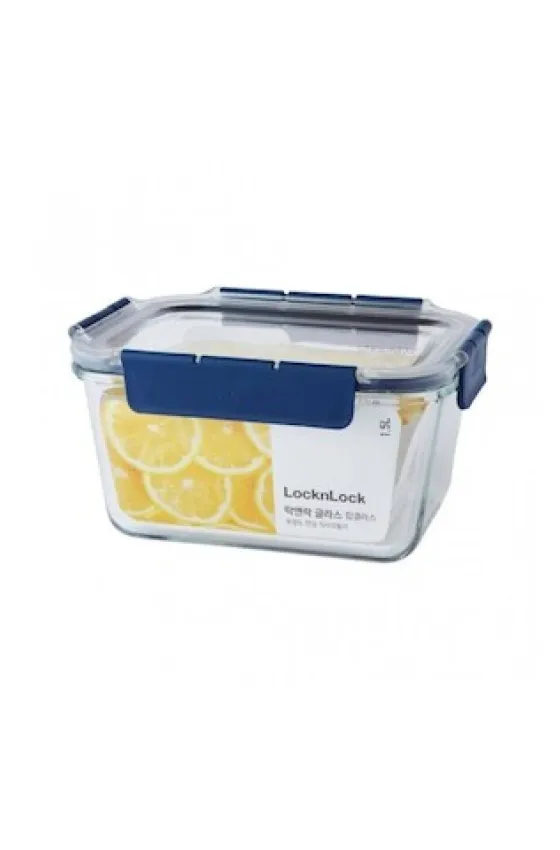 LocknLock Topclass Square Leak Proof Heat Resistant Glass Container - 1.5l