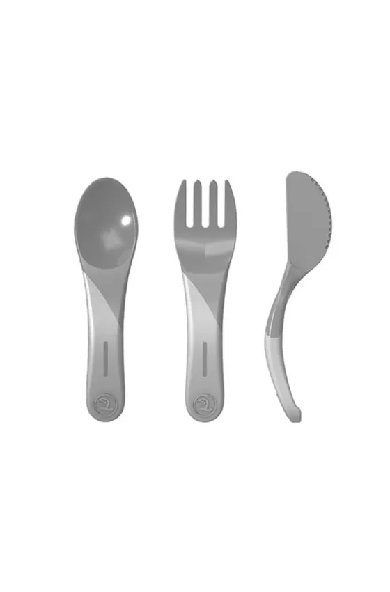Twistshake Learn Cutlery - Pastel Grey
