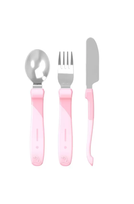 Twistshake Learn Cutlery Stainless Steel - Pastel Pink