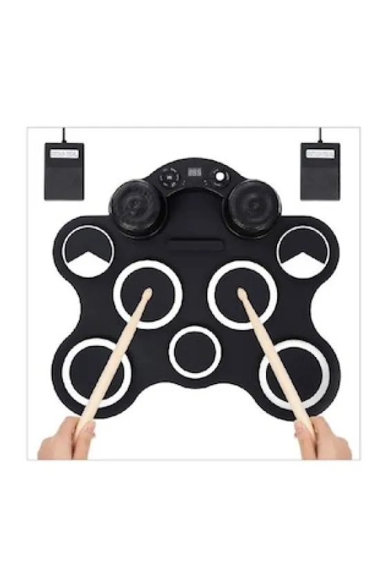 Digital Electronic 9 Pads Drum Set Compact Size Roll-Up
