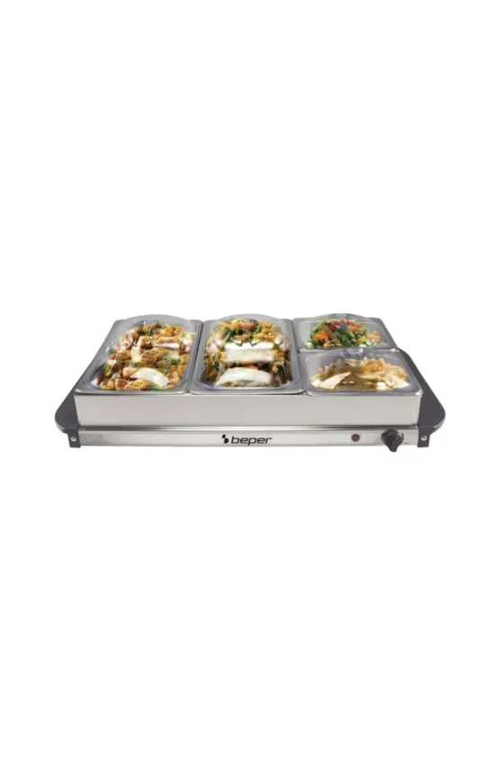 Beper Steel & Plastic Buffet Warmer - Metallic Grey