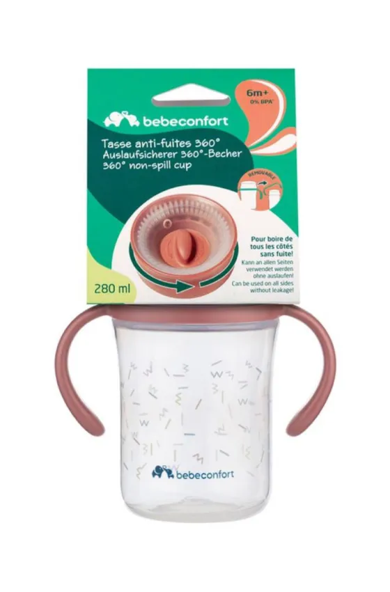Bebe Confort Anti-leak 360° cup 280ml 6M+ - Terra Pink