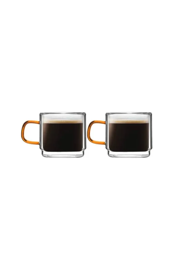 Vialli SET OF 2 DOUBLE WALL ESPRESSO GLASSES Amber -  80ML 