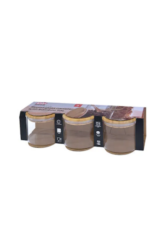 Testa Food Canister With Bamboo Lid 450ML Set of 3 