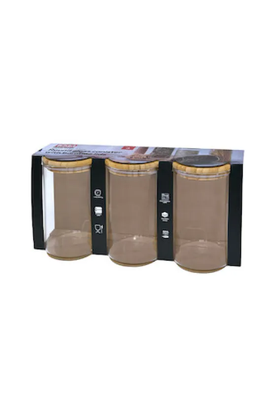 Testa Food Canister With Bamboo Lid 1000ML Set of 3 